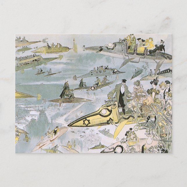 Carte Postale Science-Fiction vintage Voitures futuristes, Taxi  (Devant)