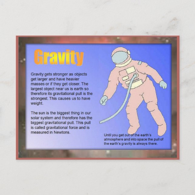 Carte Postale Science, gravité (Devant)