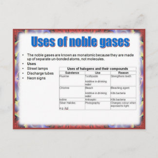 Carte Postale Science, Réactivité, Utilisation de gaz nobles