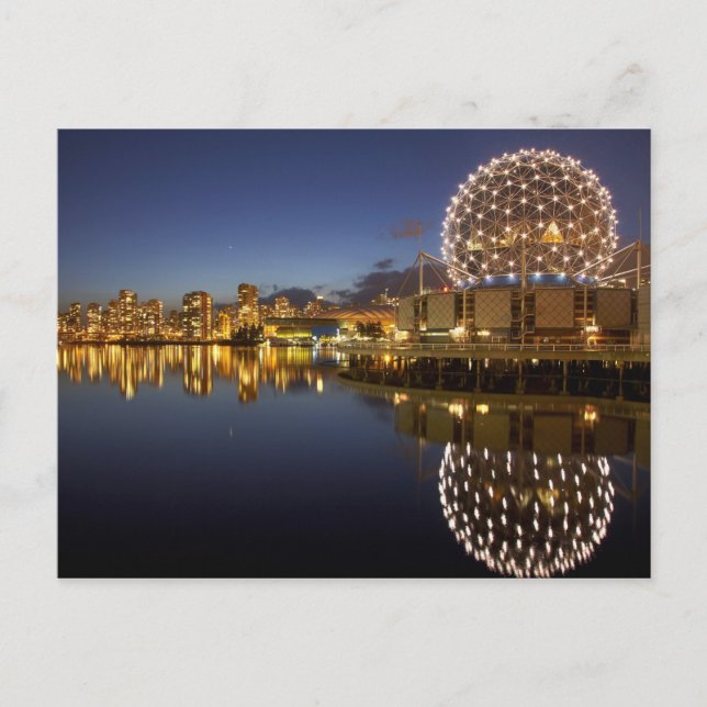 Carte Postale Science World et CBD reflétés dans False Creek, (Devant)
