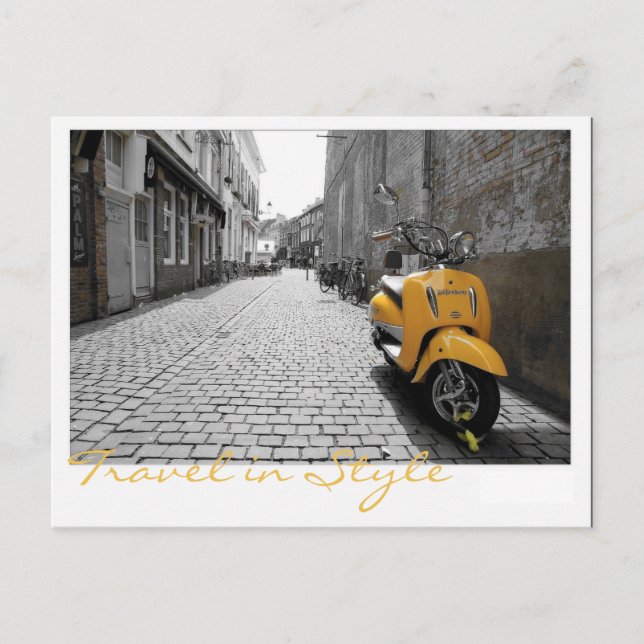 Carte Postale scooter jaune (Devant)