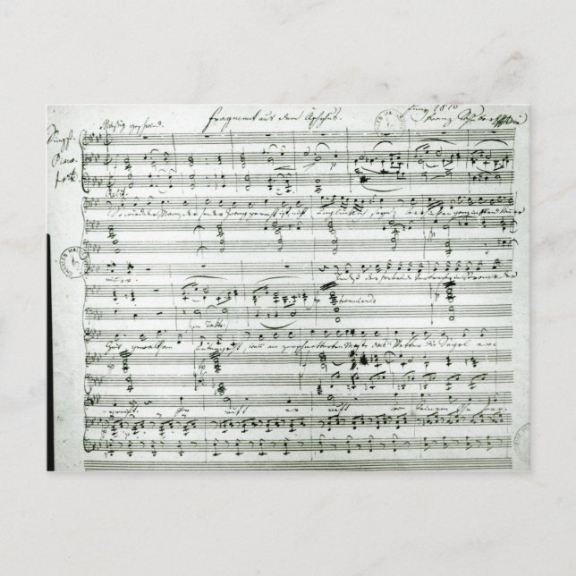 Carte Postale Score autographe de 'Fragment aus dem' (Devant)