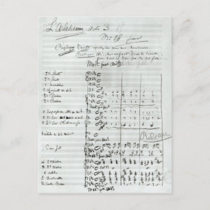 Carte Postale Score autographe de l'acte III