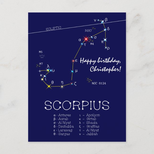 Carte Postale Scorpie Constellation Zodiaque (Devant)
