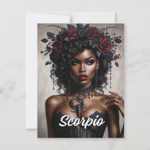 Carte Postale Scorpio Black Woman Scorpion Goth Art