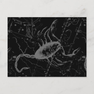 Carte Postale Scorpio Constellation Hevelius vers 1690 sur Noir