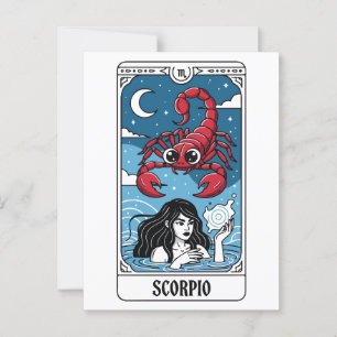 Carte Postale Scorpio Zodiac Illustration Style Tarot