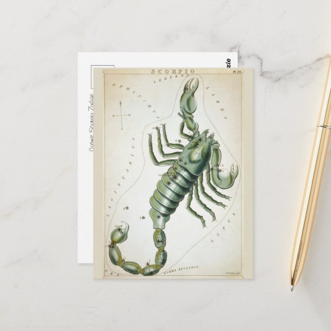 Carte Postale Scorpion Cosmique Zodiaque  (Devant/Arrière en situation)