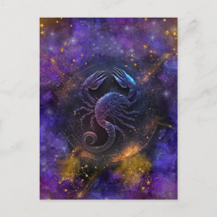 Carte Postale Scorpion Signe du Zodiaque Dessin à l'aquarelle