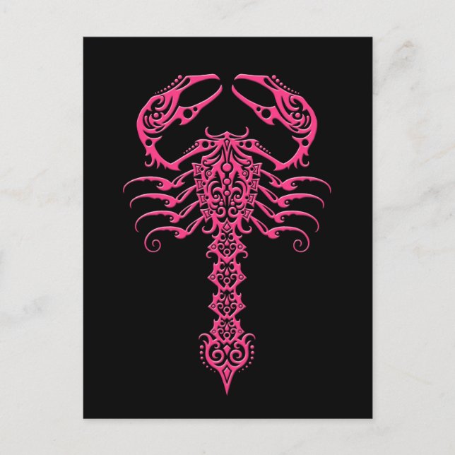 Carte Postale Scorpion tribal rose et noir (Devant)