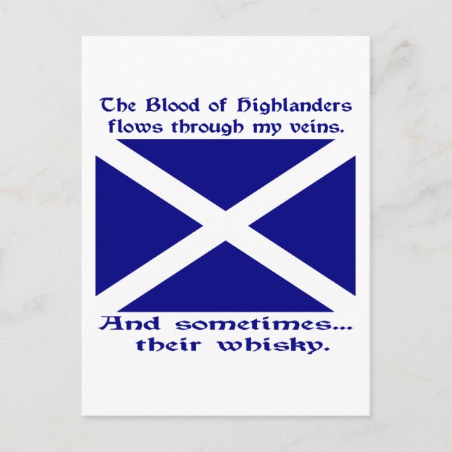 Carte Postale Scot Highlander Sang & Whisky (Devant)