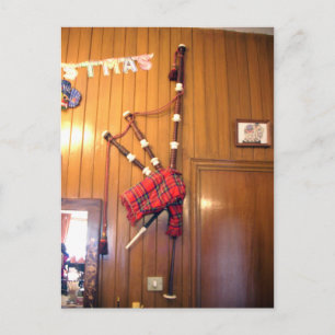 Carte Postale Scotland Bagpipe Tartan Plaid Instrument de musiqu