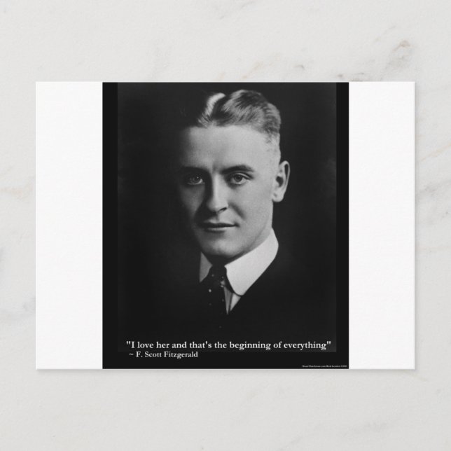 Carte Postale Scott Fitzgerald "Amour/Commencement" Citation Cad (Devant)