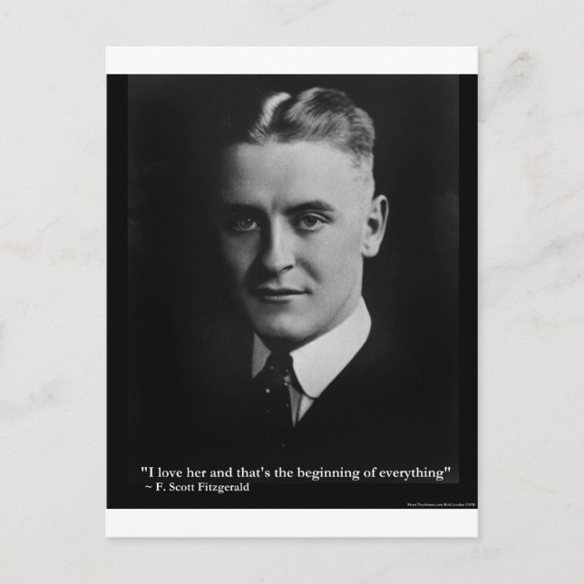 Carte Postale Scott Fitzgerald "Amour/Commencement" Citation Cad (Devant)