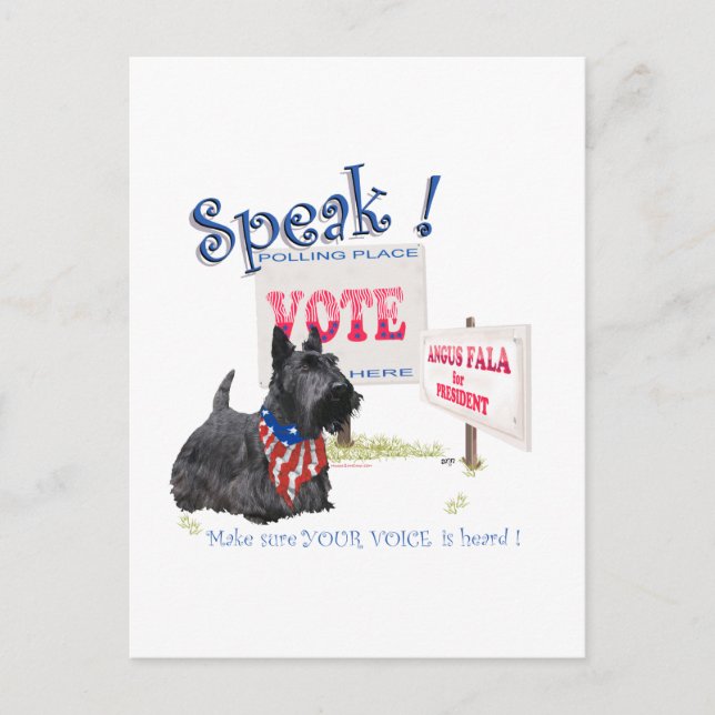 Carte Postale Scottie Angus Fala pour Président (Devant)