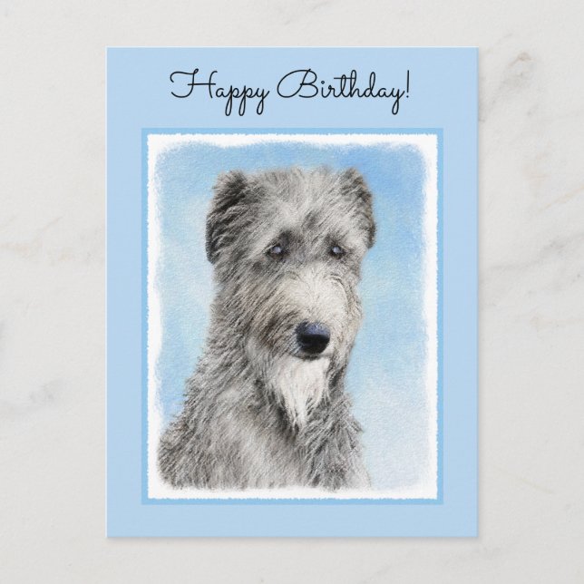 Carte Postale Scottish Deerhound Peinture - Cute Original Chien  (Devant)