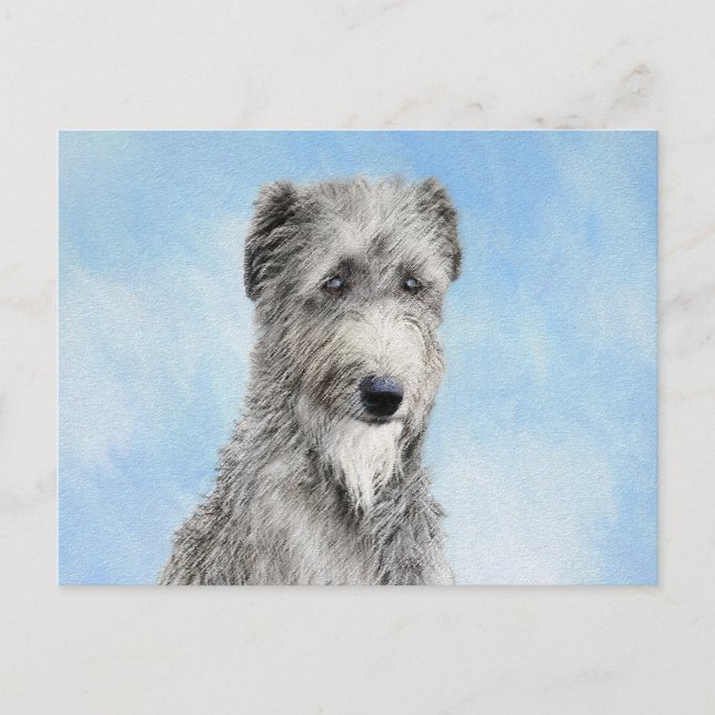 Carte Postale Scottish Deerhound Peinture - Cute Original Chien  (Devant)