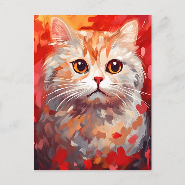 Carte Postale Scottish Fold Cat Saint Valentin (Devant)