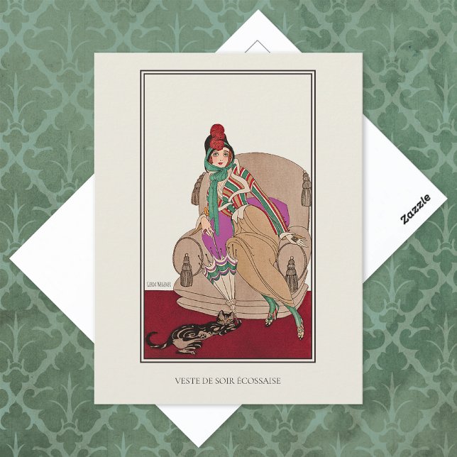 Carte Postale Scottish Jacket Cat Gerda Wegener Fashion (Créateur téléchargé)