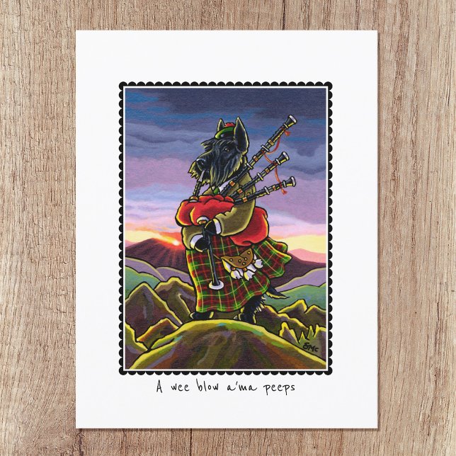 Carte Postale Scottish Terrier Bagpipes Kilt Chien personnalisé (Créateur téléchargé)