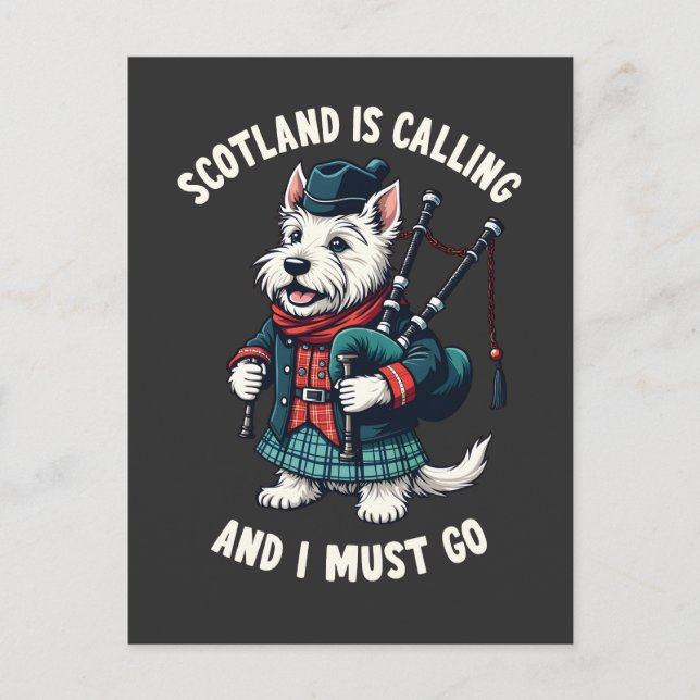 Carte Postale Scottish Terrier Dog Scotland appelle et je dois (Devant)