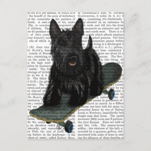 Carte Postale Scottish Terrier et Skateboard