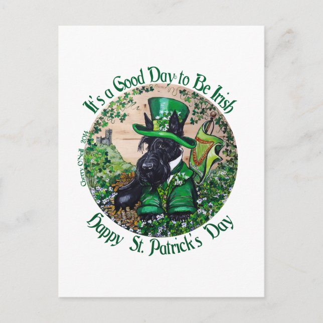 Carte Postale Scottish Terrier St. Patrick's Day (Devant)