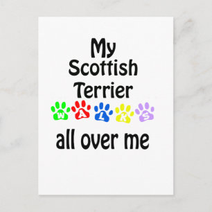 Carte Postale Scottish Terrier Walks Design