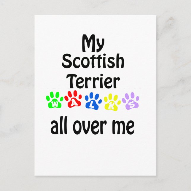 Carte Postale Scottish Terrier Walks Design (Devant)