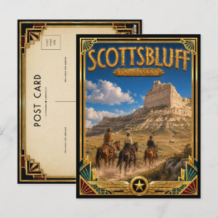 Carte Postale Scottsbluff Nebraska Art Déco Vintage de l'Âge d'O