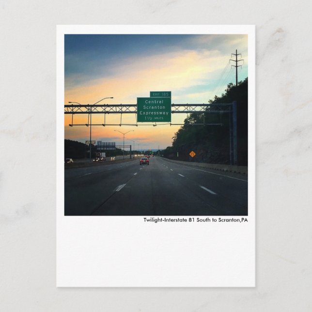 Carte postale Scranton PA-Twilight Sky-I81-Dunmore (Devant)