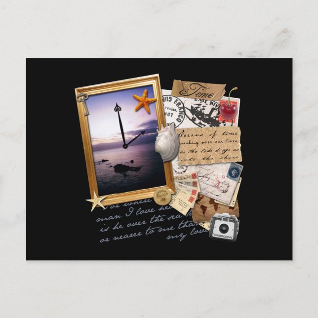 Carte Postale Scrapbook/Collage "Time" (Devant)