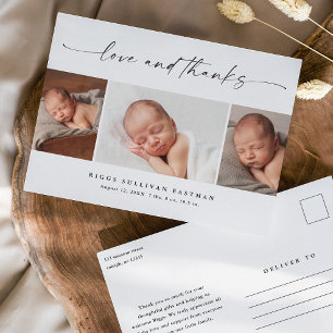 Carte Postale Script Amour et Remerciements Photo Bébé Merci 