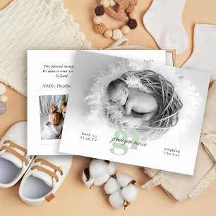 Carte Postale Script and Monogram Baby Photo