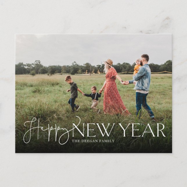 Carte postale Script and Sans Flat New Years (Devant)