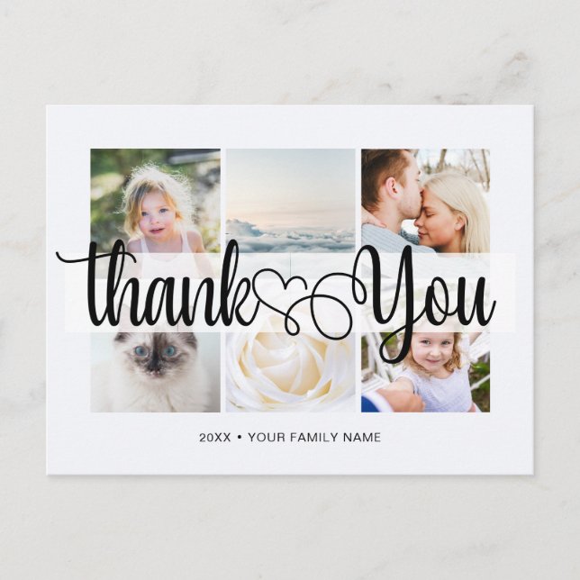 Carte Postale Script avec cœur Merci 6 photos Universal (Devant)