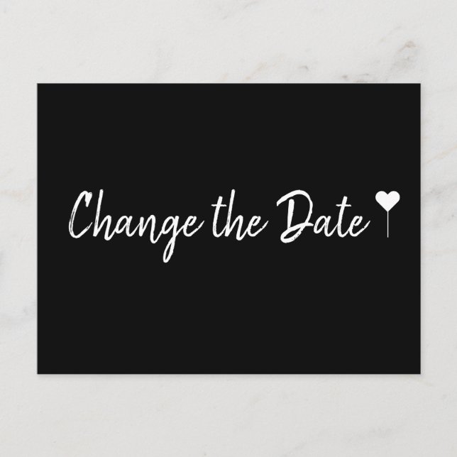 Carte Postale Script bohème simple Noir Changer la date (Devant)