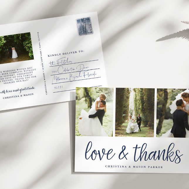Carte Postale Script chic | Merci photo multi-Mariage (Créateur téléchargé)