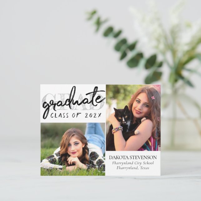 Carte Postale Script chic | Simple 2 Merci photo (Debout devant)