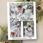 Carte Postale Script de brosse moderne Joyeux Noël Photo<br><div class="desc">Script de brosse moderne Joyeux Noël Carte postale</div>