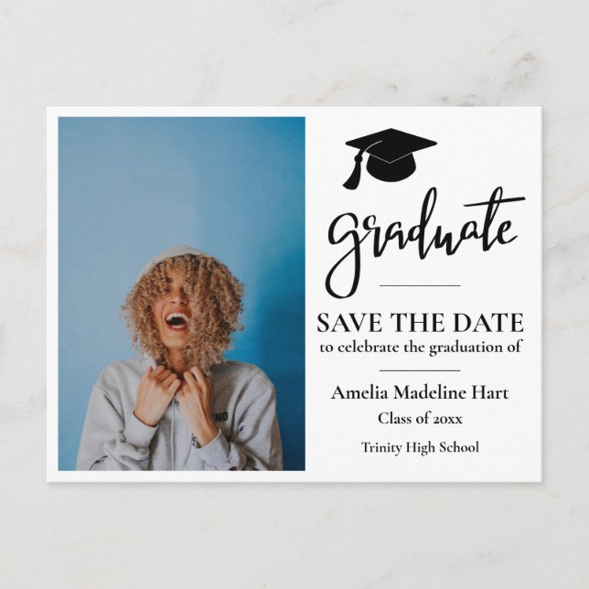 Carte Postale Script de fin d'études | Grad Casquette | Enregist (Devant)