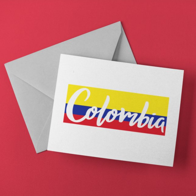 Carte Postale Script de lettrage du drapeau de la Colombie vinta (Vintage Colombia Flag lettering Script Postcard)