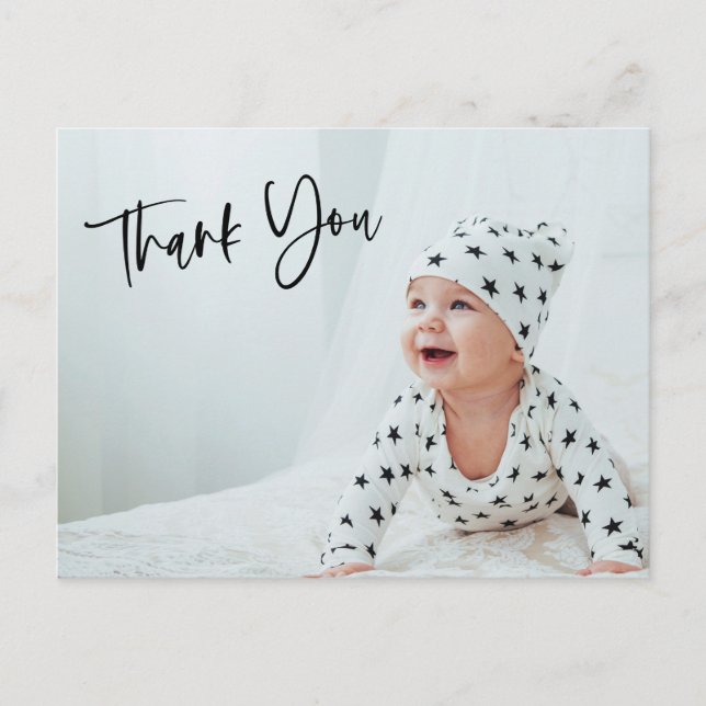 Carte Postale Script de remerciement personnalisé pour bébé avec (Devant)