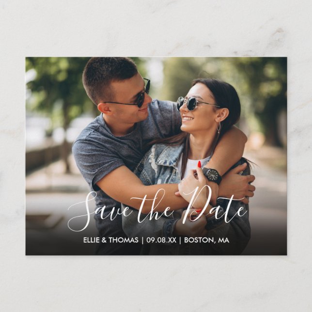Carte Postale Script de sauvegarde de date simple moderne avec p (Devant)