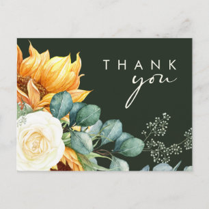 Carte Postale Script de tournesol Merci Mariage vert