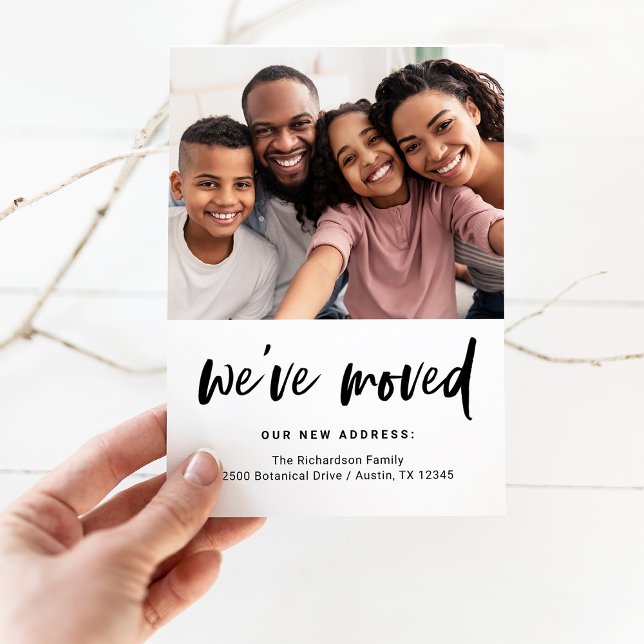 Carte Postale Script décontracté et photo | Faire-part de déplac (Créateur téléchargé)