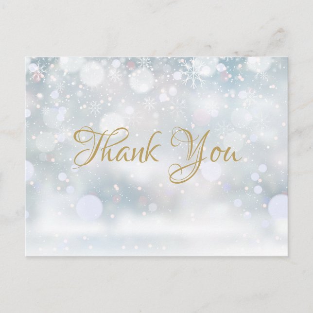 Carte Postale Script doré Flocons de neige Entreprise Merci (Devant)