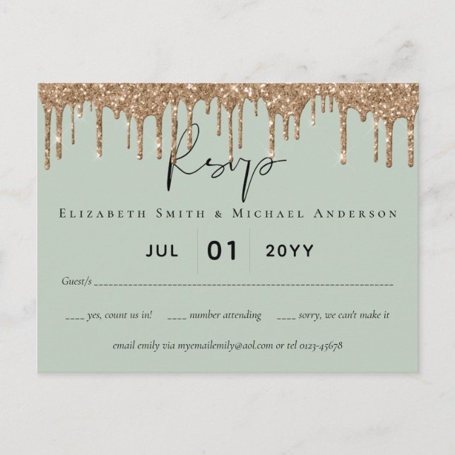 Carte Postale Script du Mariage de Parties scintillant de la gou (Devant)