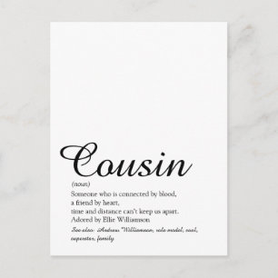 Carte Postale Script Élégant de définition de cousine