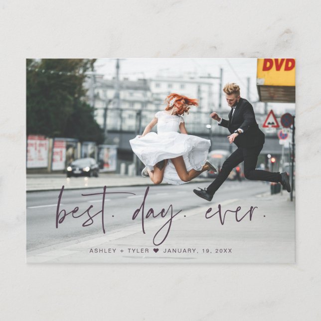 Carte Postale Script élégant | Merci photo Mariage (Devant)